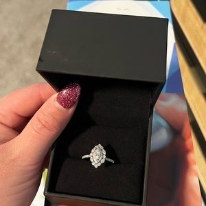 3/4 CT. T.W. Marquise Diamond Double Frame Engagement Ring in 14K White
Gold